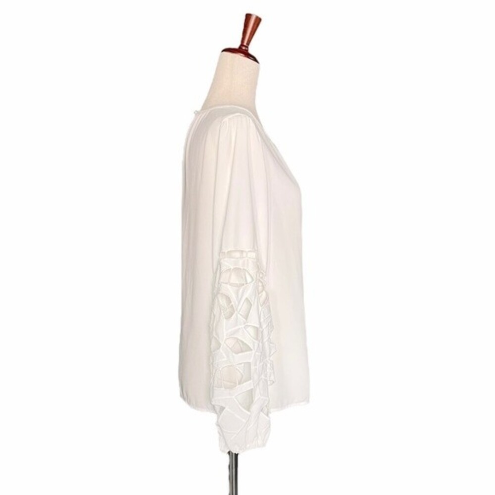 NWT Joie Top Long Sleeve Broderie Lace Blouse Ivory Crepe Women’s Size Small NEW - Picture 3 of 16